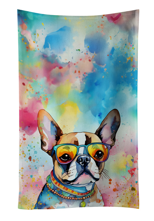 Buy this Boston Terrier Hippie Dawg Kitchen Towel