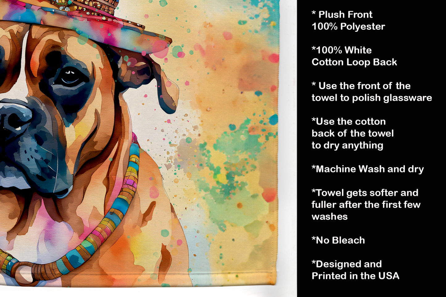 Boxer Hippie Dawg Kitchen Towel