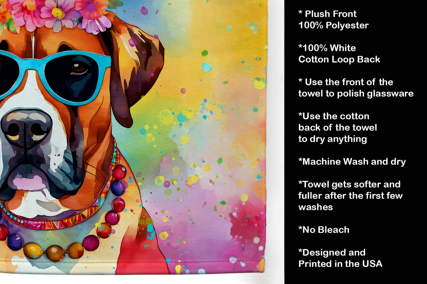 Boxer Hippie Dawg Kitchen Towel