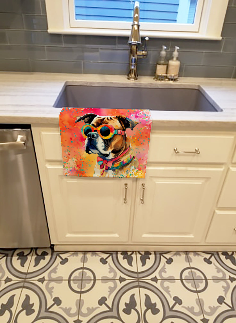 Boxer Hippie Dawg Kitchen Towel