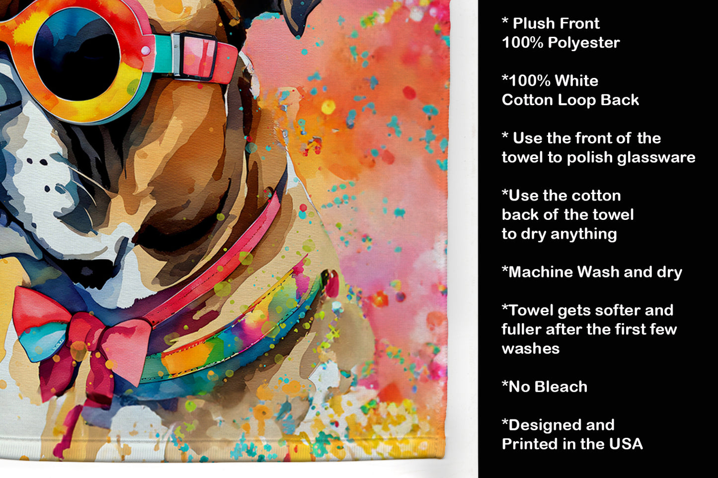 Boxer Hippie Dawg Kitchen Towel