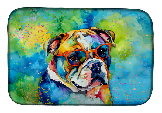 Buy this English Bulldog Hippie Dawg Dish Drying Mat