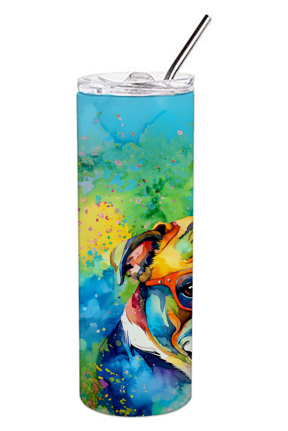 English Bulldog Hippie Dawg Stainless Steel Skinny Tumbler