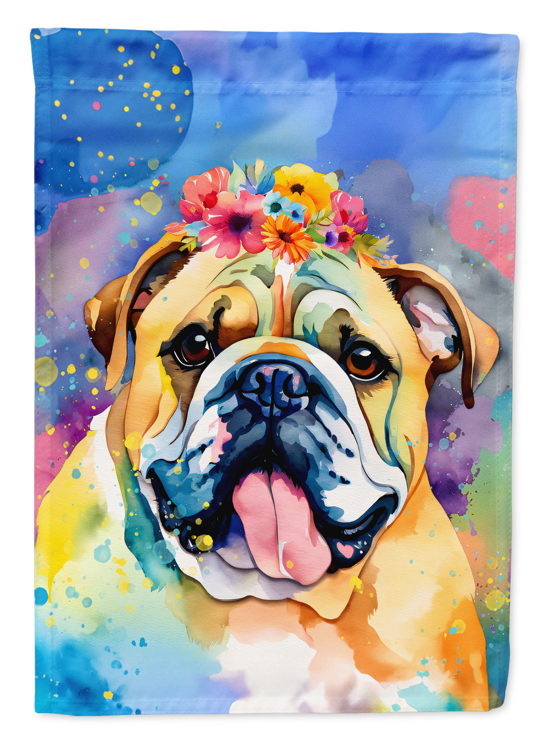 Buy this English Bulldog Hippie Dawg House Flag