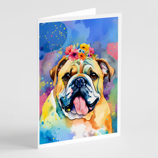 Buy this English Bulldog Hippie Dawg Greeting Cards Pack of 8