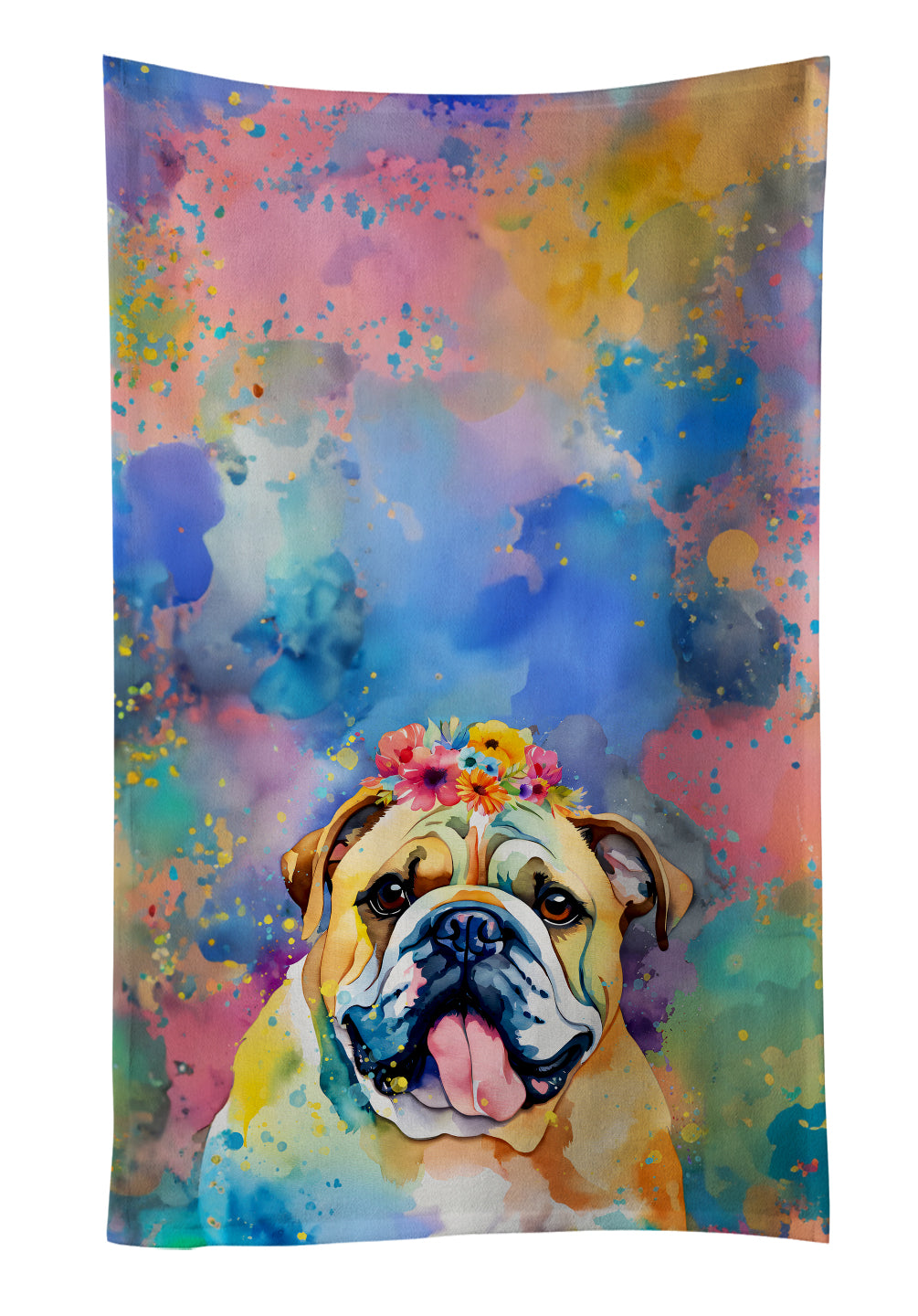 Buy this English Bulldog Hippie Dawg Kitchen Towel