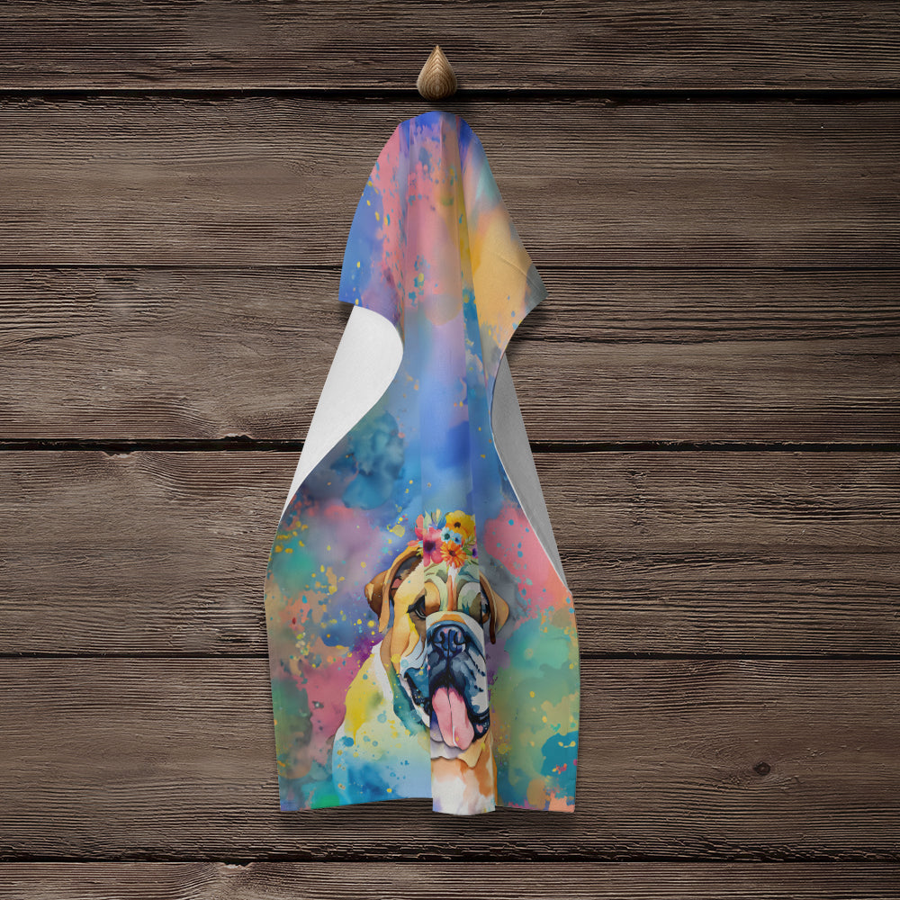 English Bulldog Hippie Dawg Kitchen Towel