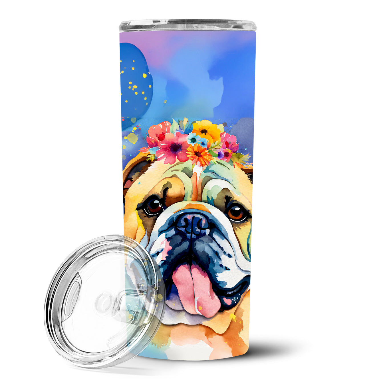 Buy this English Bulldog Hippie Dawg Stainless Steel Skinny Tumbler