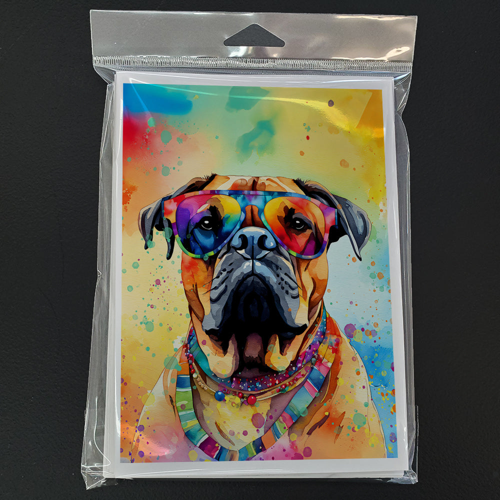 Bullmastiff Hippie Dawg Greeting Cards Pack of 8