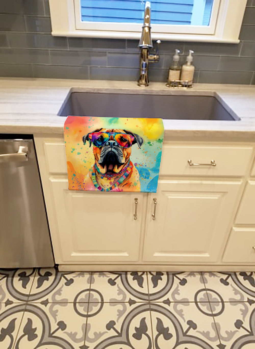 Bullmastiff Hippie Dawg Kitchen Towel