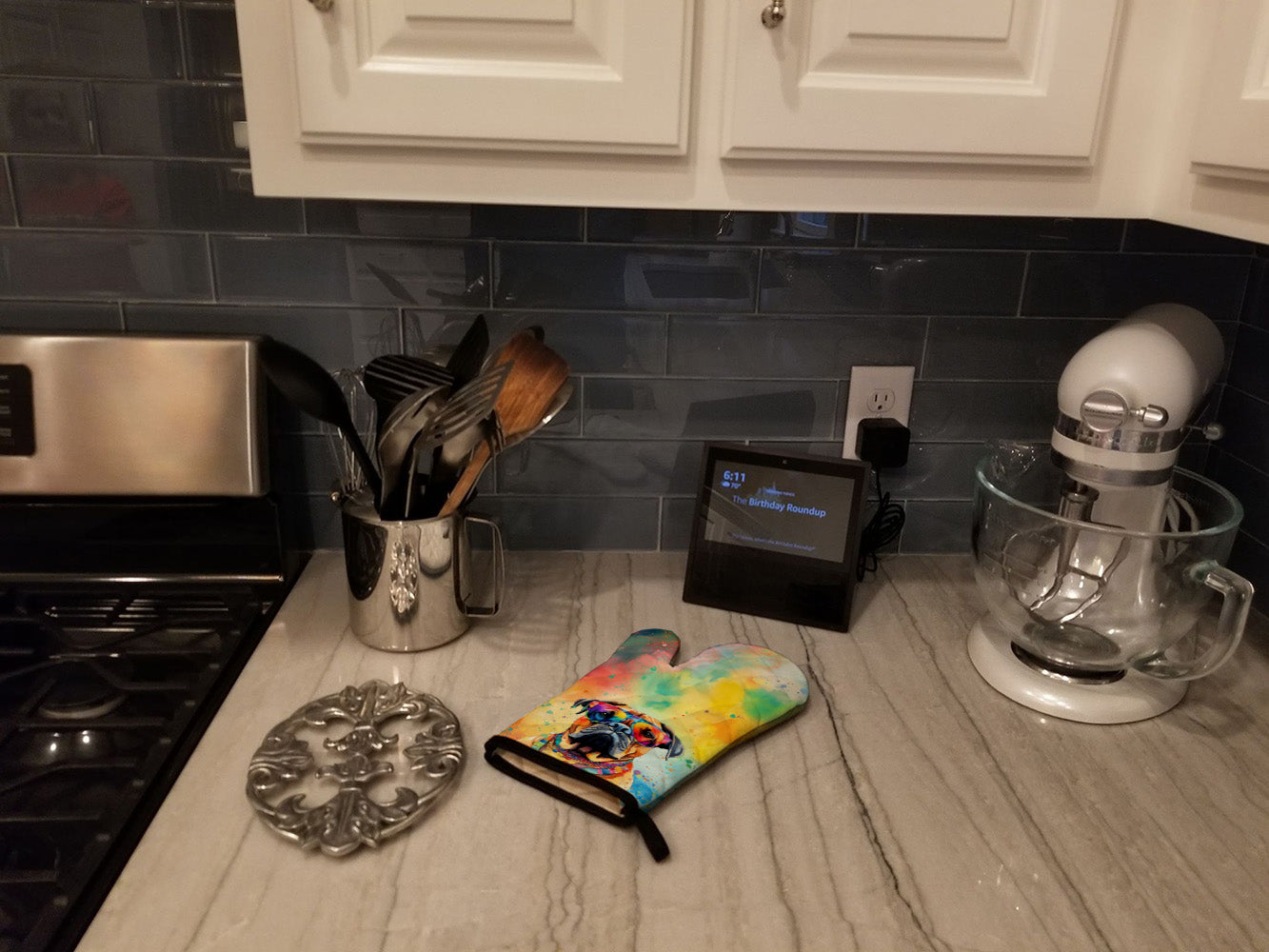 Bullmastiff Hippie Dawg Oven Mitt