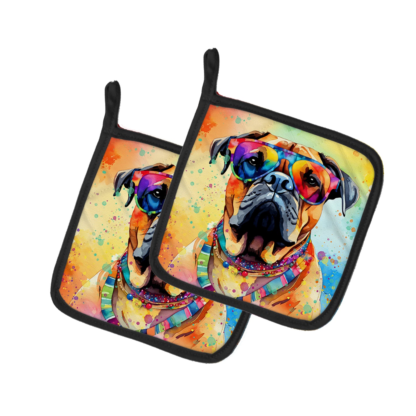 Buy this Bullmastiff Hippie Dawg Pair of Pot Holders