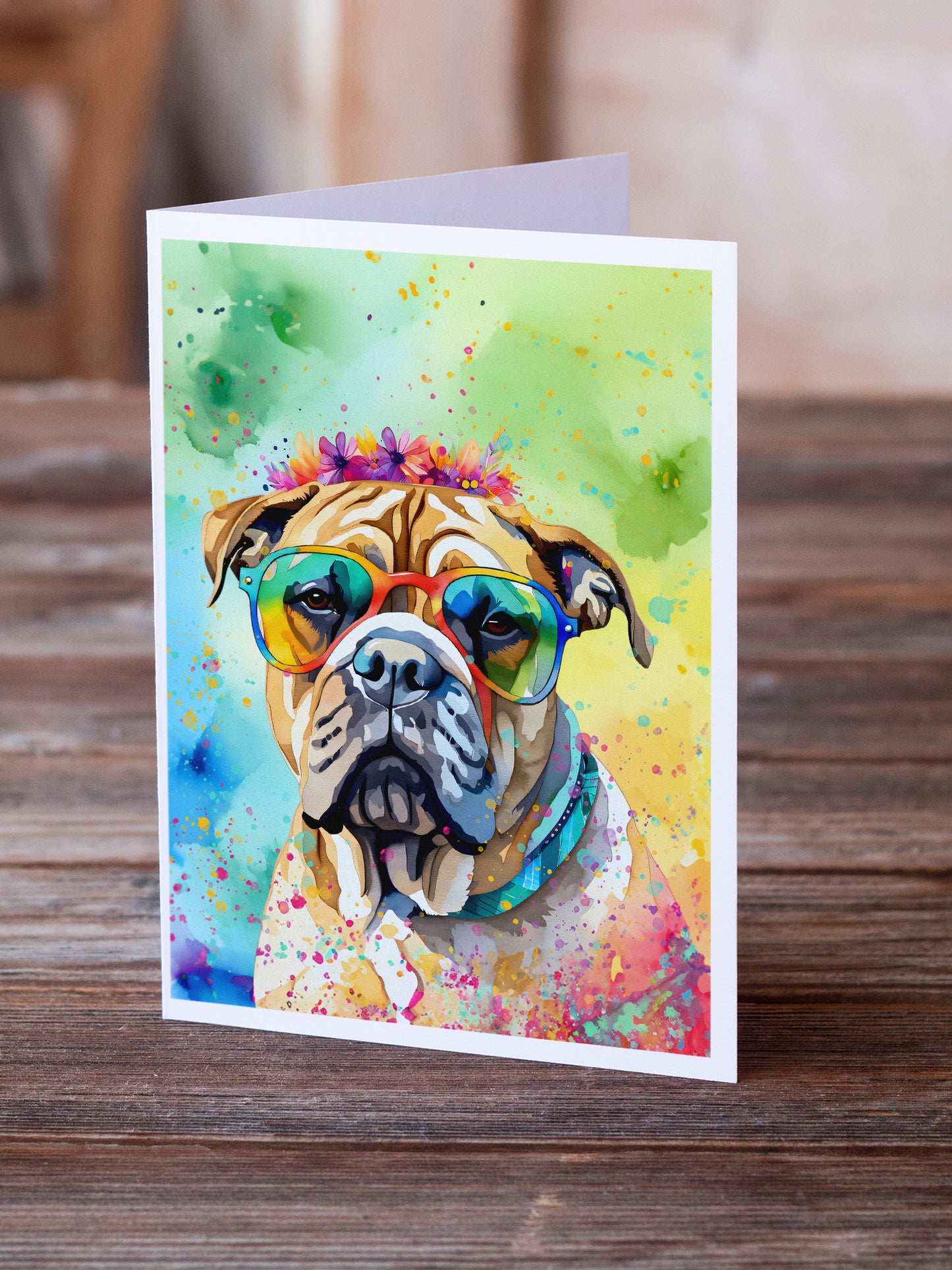 Bullmastiff Hippie Dawg Greeting Cards Pack of 8