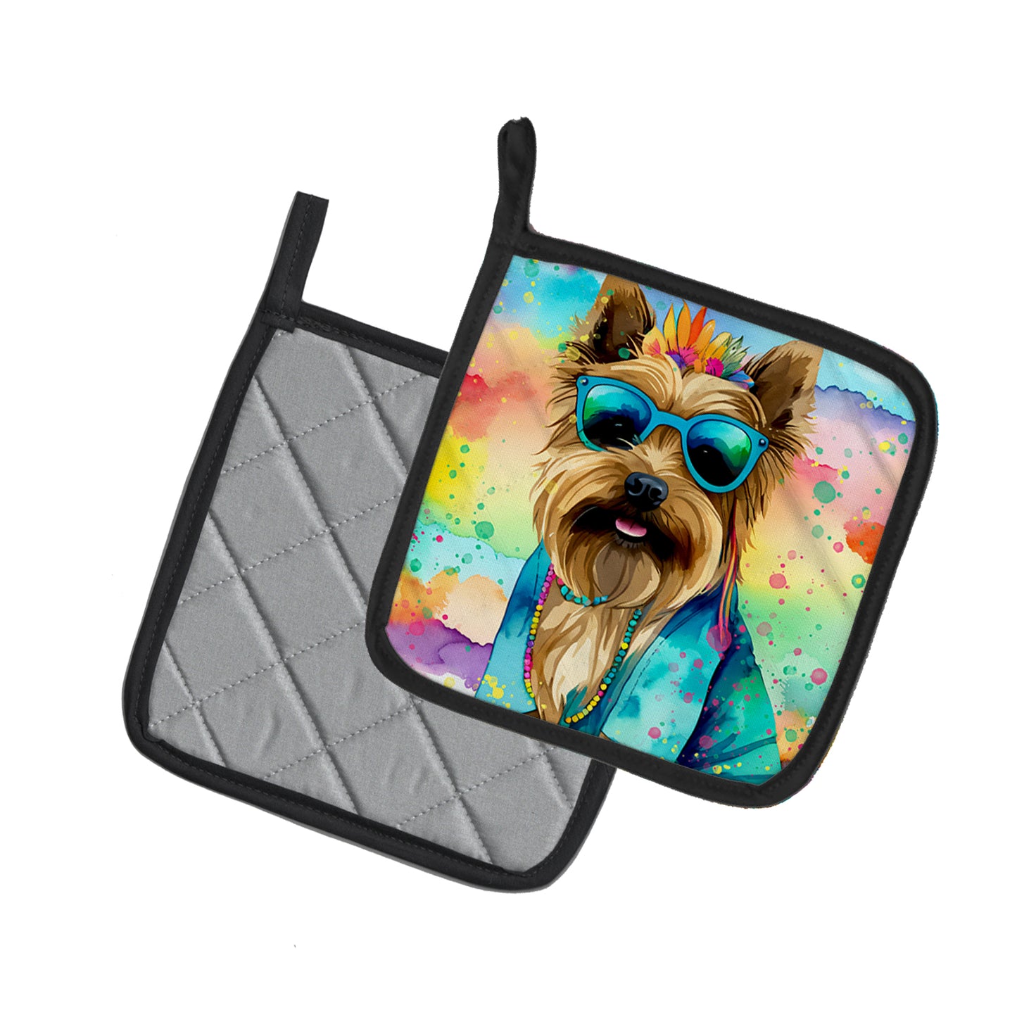 Cairn Terrier Hippie Dawg Pair of Pot Holders