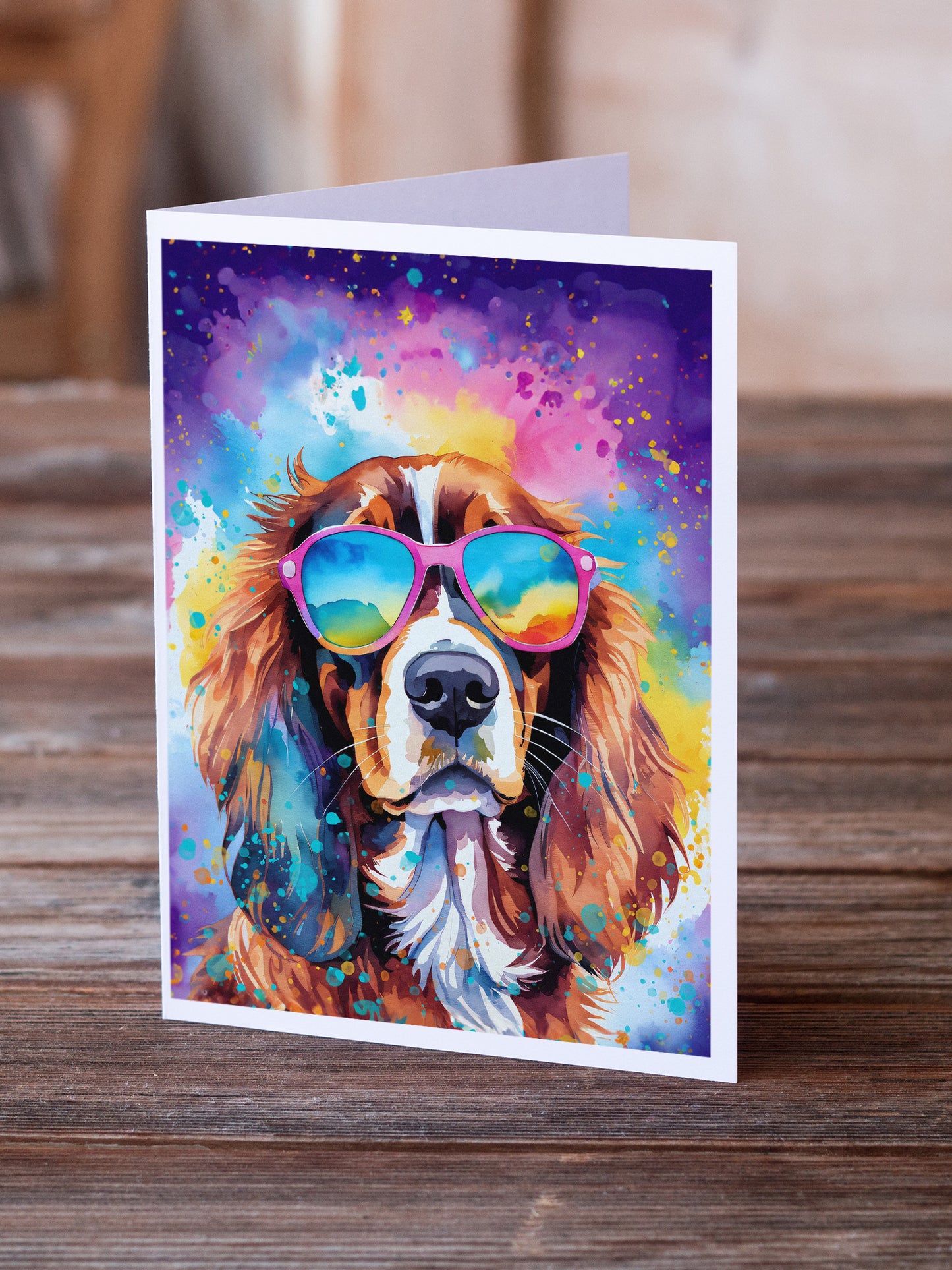 Cavalier Spaniel Hippie Dawg Greeting Cards Pack of 8