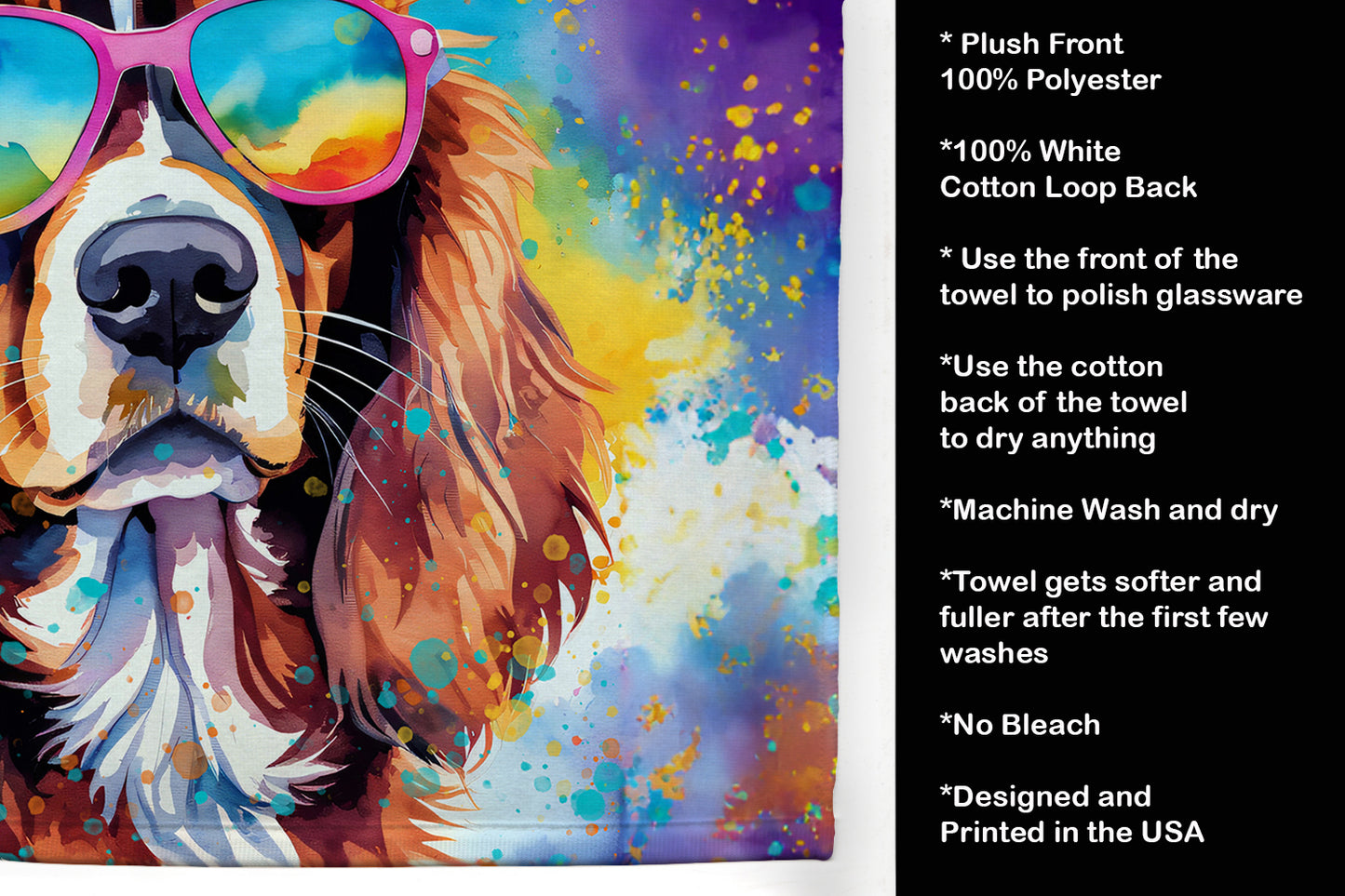 Cavalier Spaniel Hippie Dawg Kitchen Towel