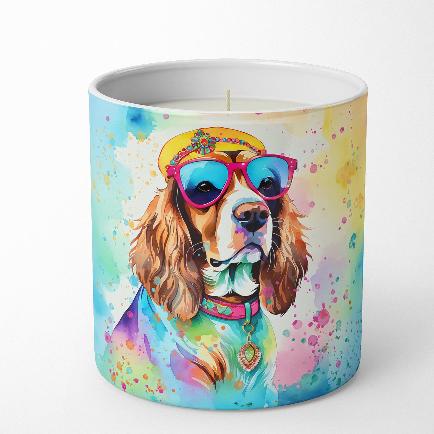 Cavalier Spaniel Hippie Dawg Decorative Soy Candle