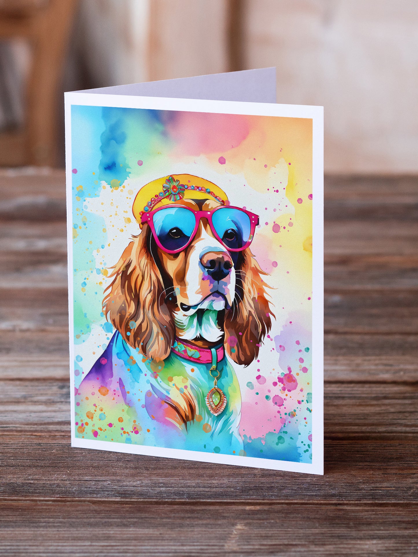 Cavalier Spaniel Hippie Dawg Greeting Cards Pack of 8