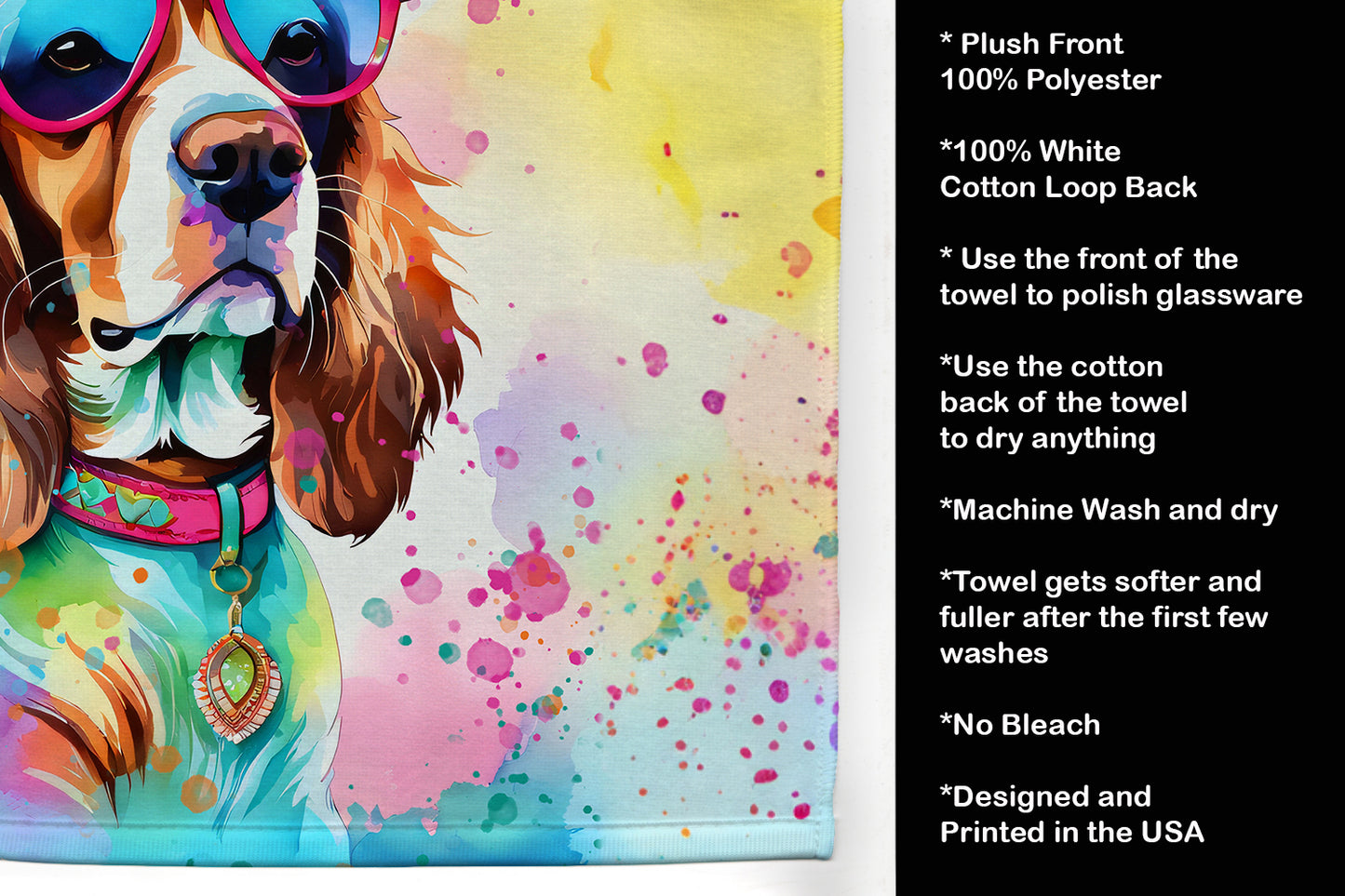 Cavalier Spaniel Hippie Dawg Kitchen Towel