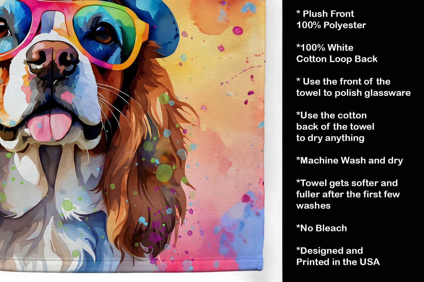 Cavalier Spaniel Hippie Dawg Kitchen Towel