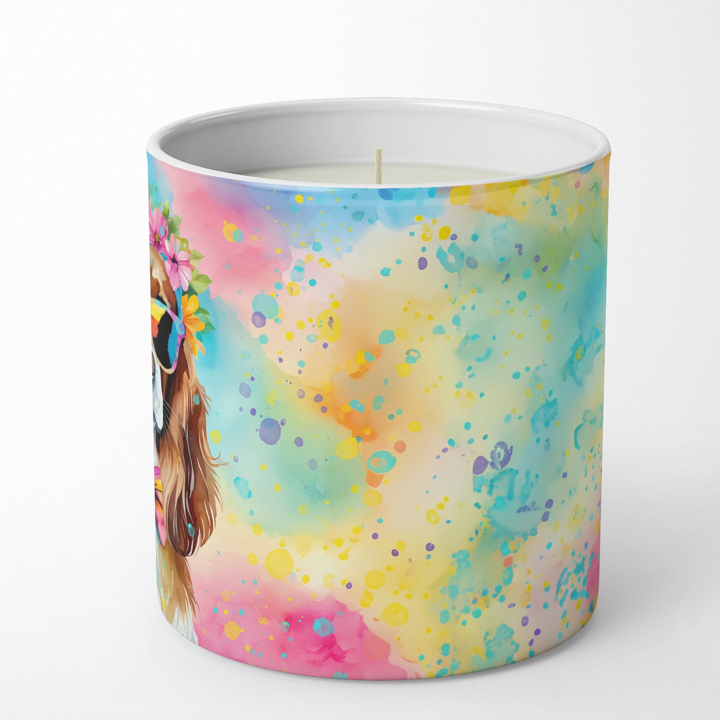 Cavalier Spaniel Hippie Dawg Decorative Soy Candle