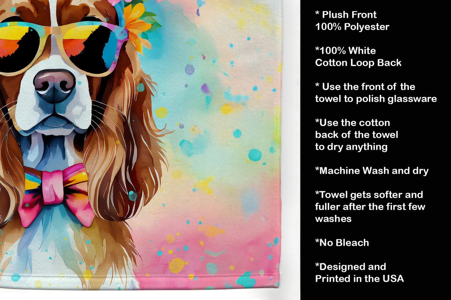 Cavalier Spaniel Hippie Dawg Kitchen Towel