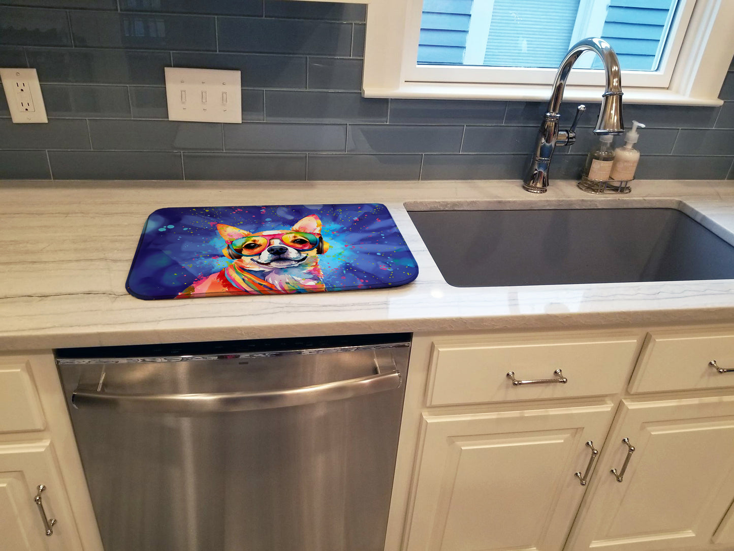 Chihuahua Hippie Dawg Dish Drying Mat