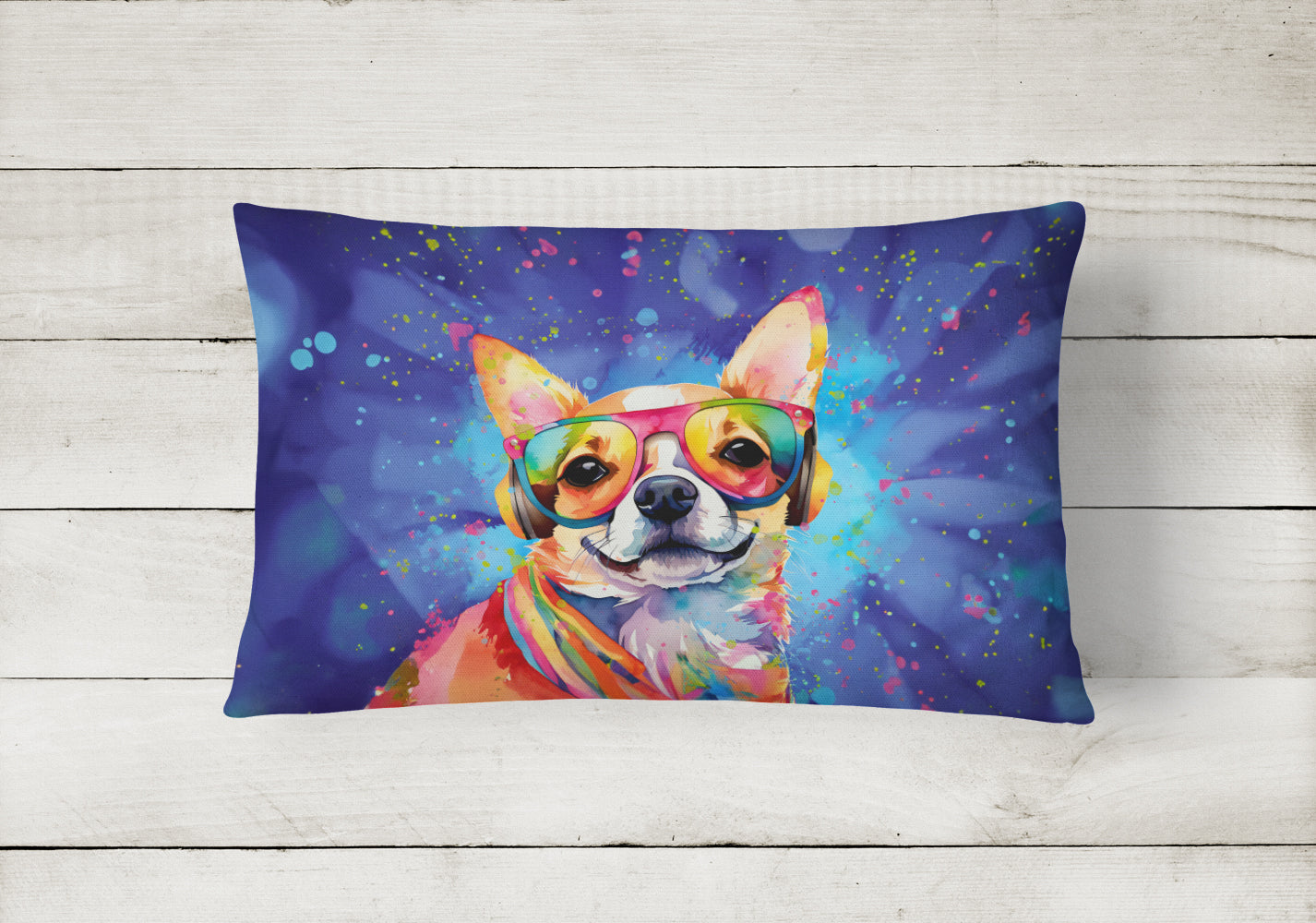 Chihuahua Hippie Dawg Throw Pillow