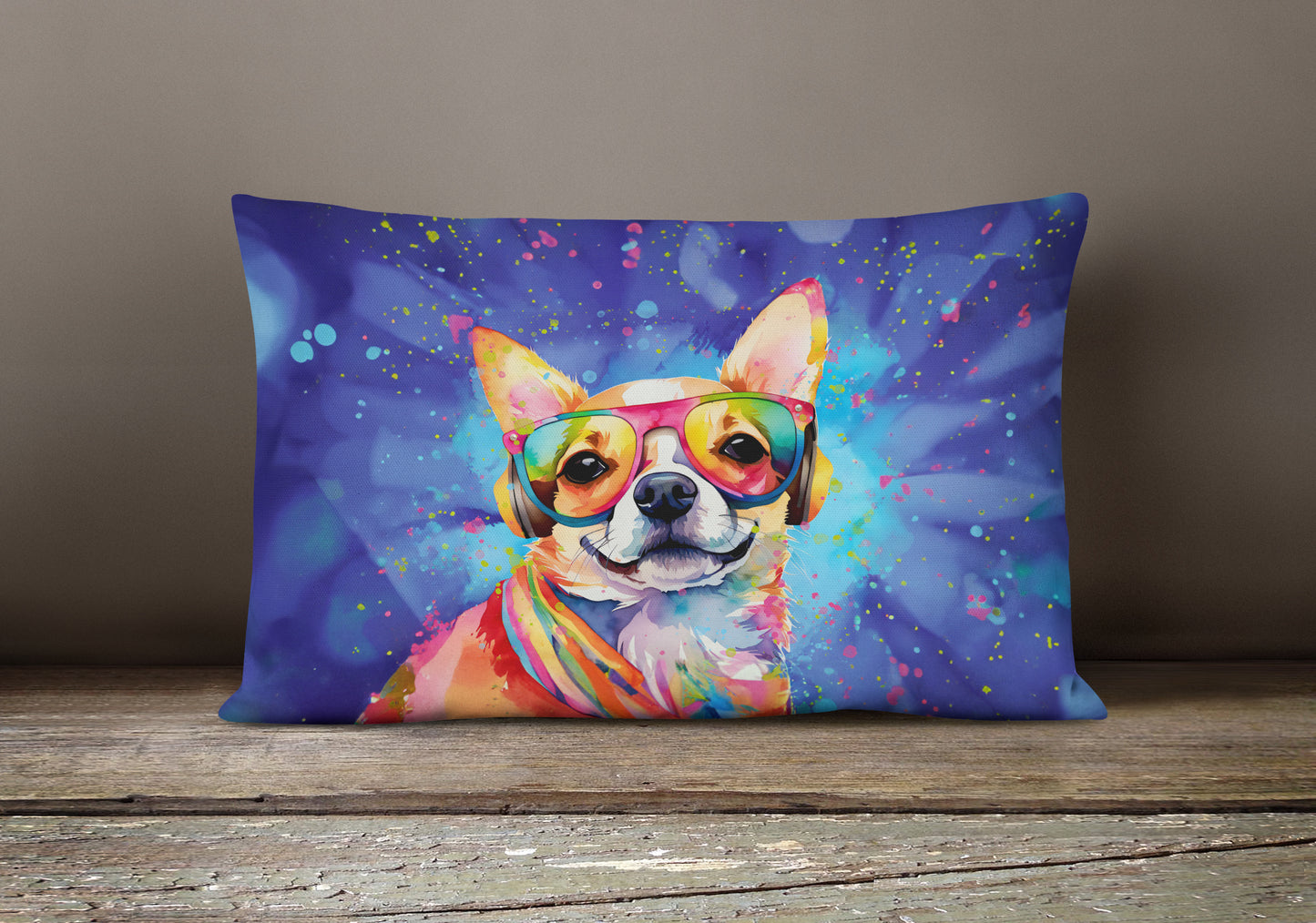 Chihuahua Hippie Dawg Throw Pillow