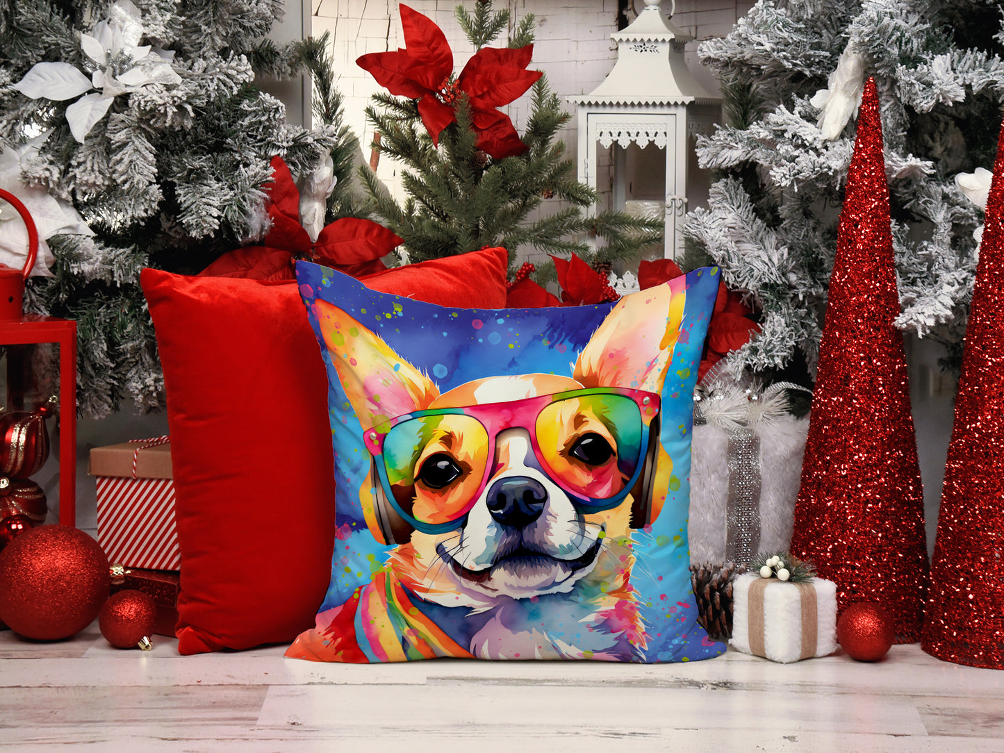 Chihuahua Hippie Dawg Throw Pillow