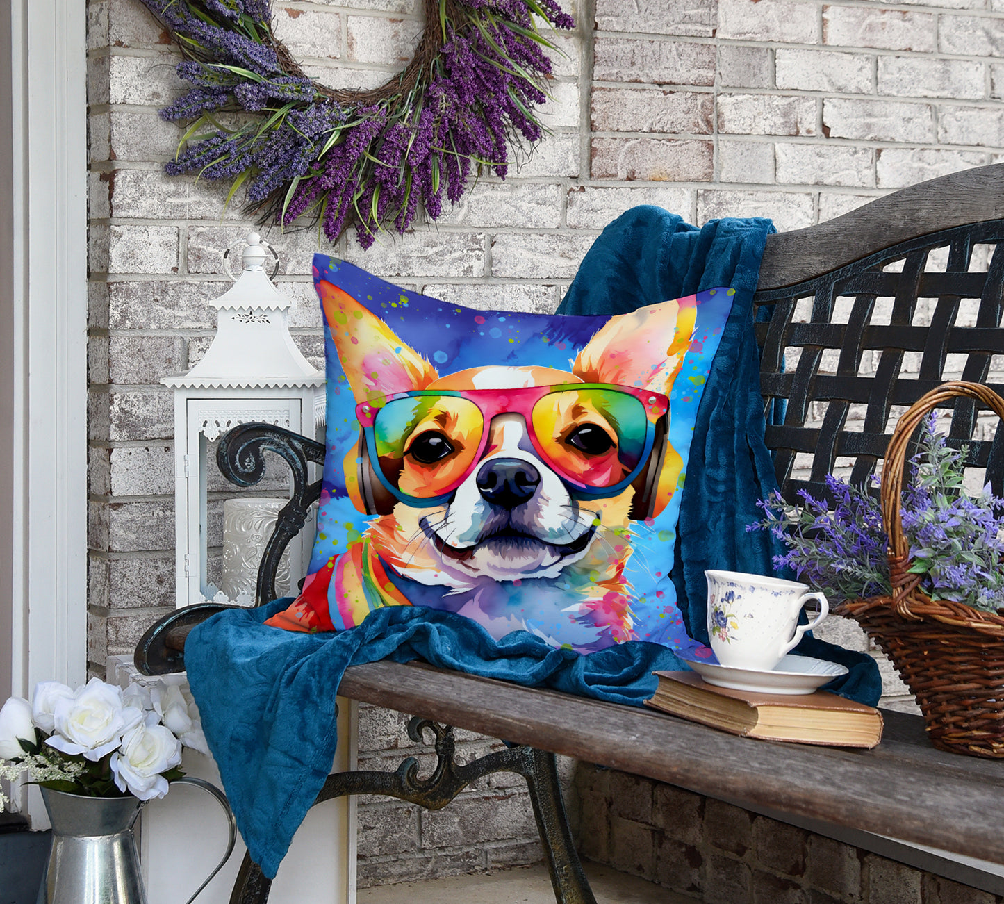 Chihuahua Hippie Dawg Throw Pillow