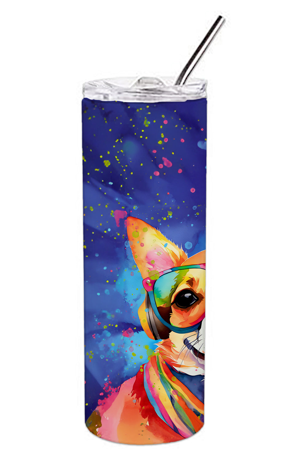 Chihuahua Hippie Dawg Stainless Steel Skinny Tumbler