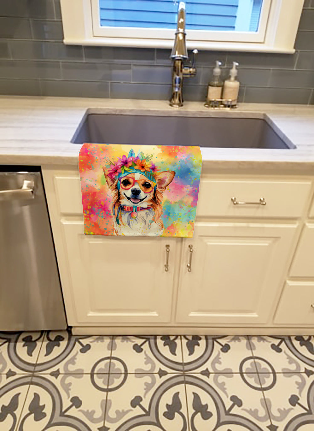 Chihuahua Hippie Dawg Kitchen Towel