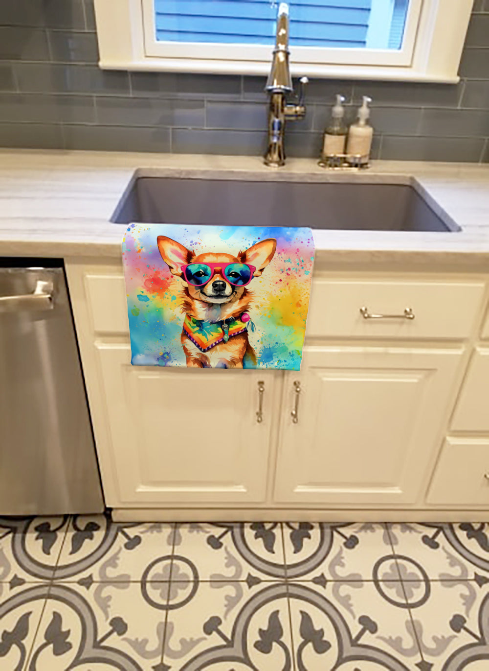 Chihuahua Hippie Dawg Kitchen Towel