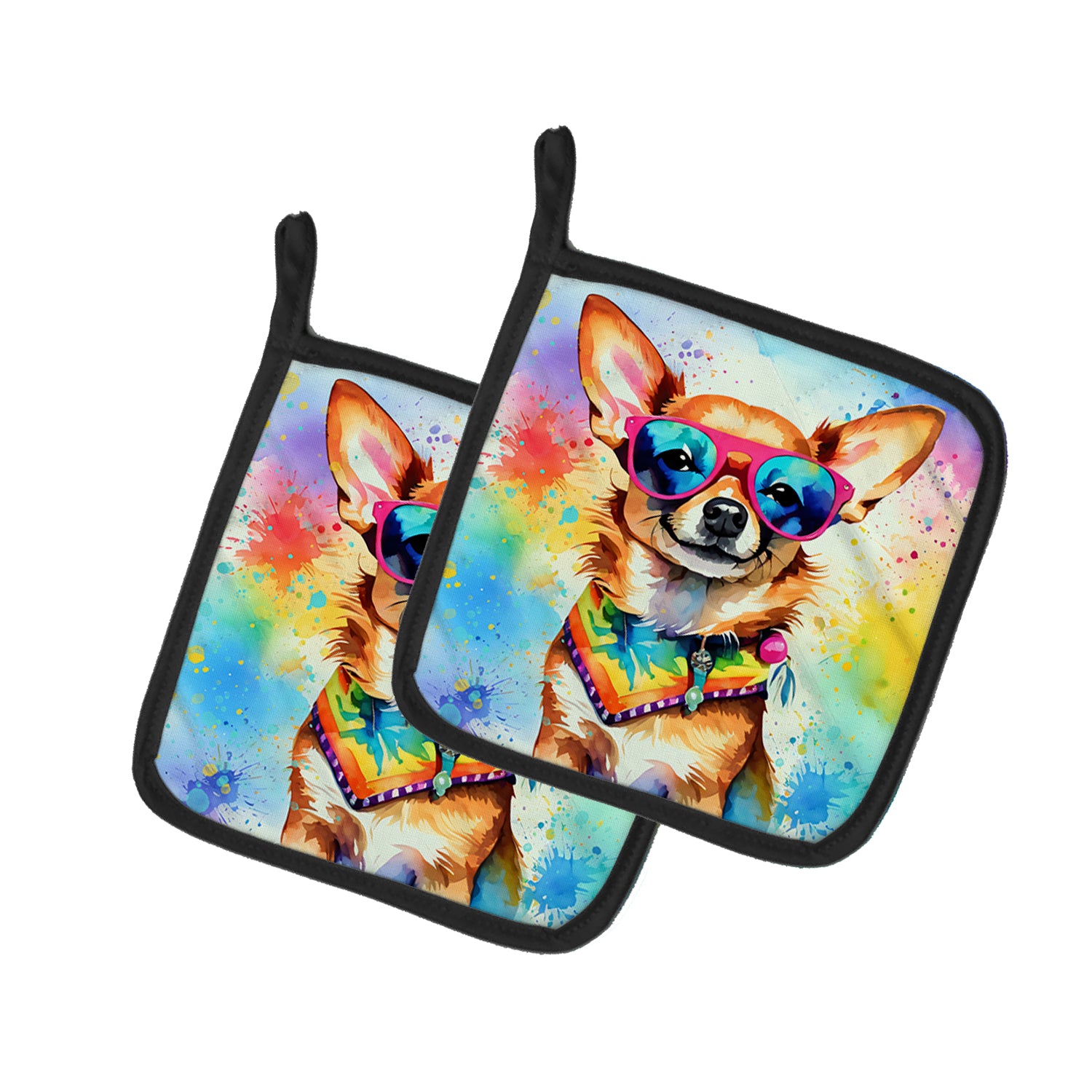 Buy this Chihuahua Hippie Dawg Pair of Pot Holders