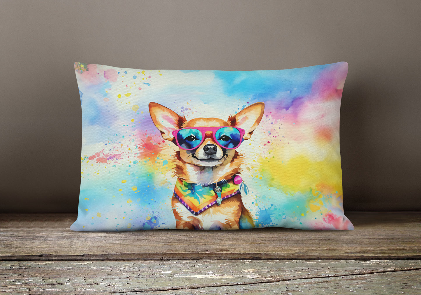 Chihuahua Hippie Dawg Throw Pillow