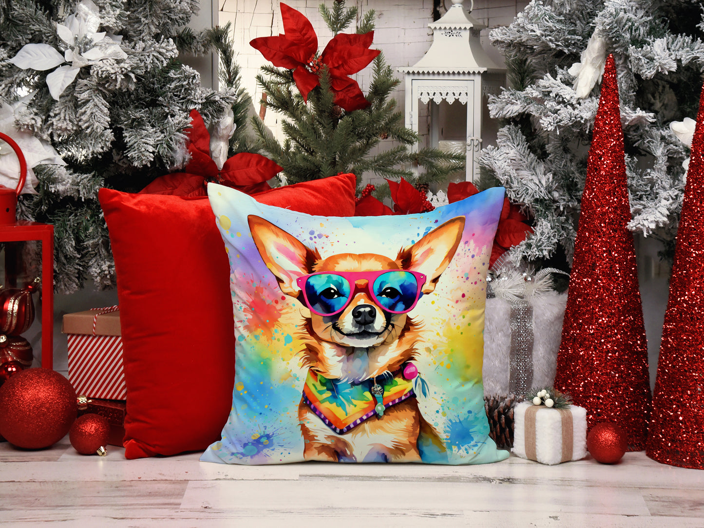 Chihuahua Hippie Dawg Throw Pillow