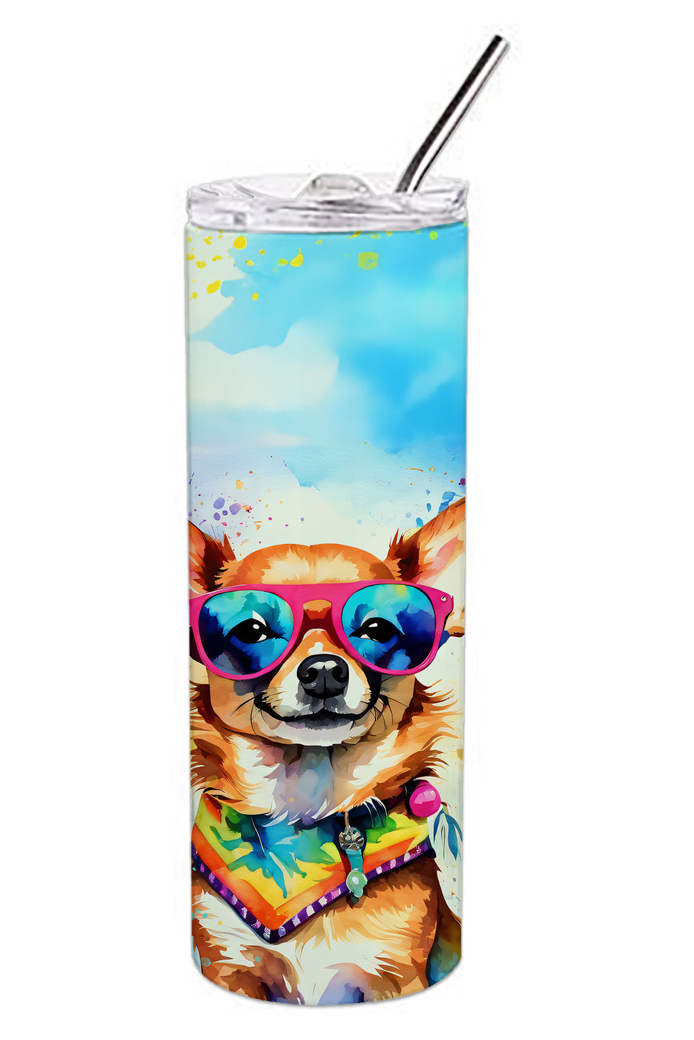 Chihuahua Hippie Dawg Stainless Steel Skinny Tumbler