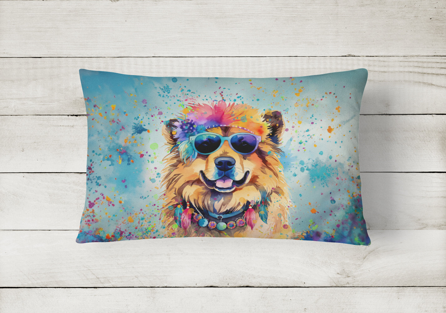 Chow Chow Hippie Dawg Throw Pillow