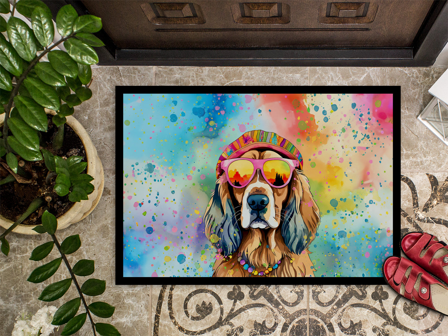 Cocker Spaniel Hippie Dawg Doormat