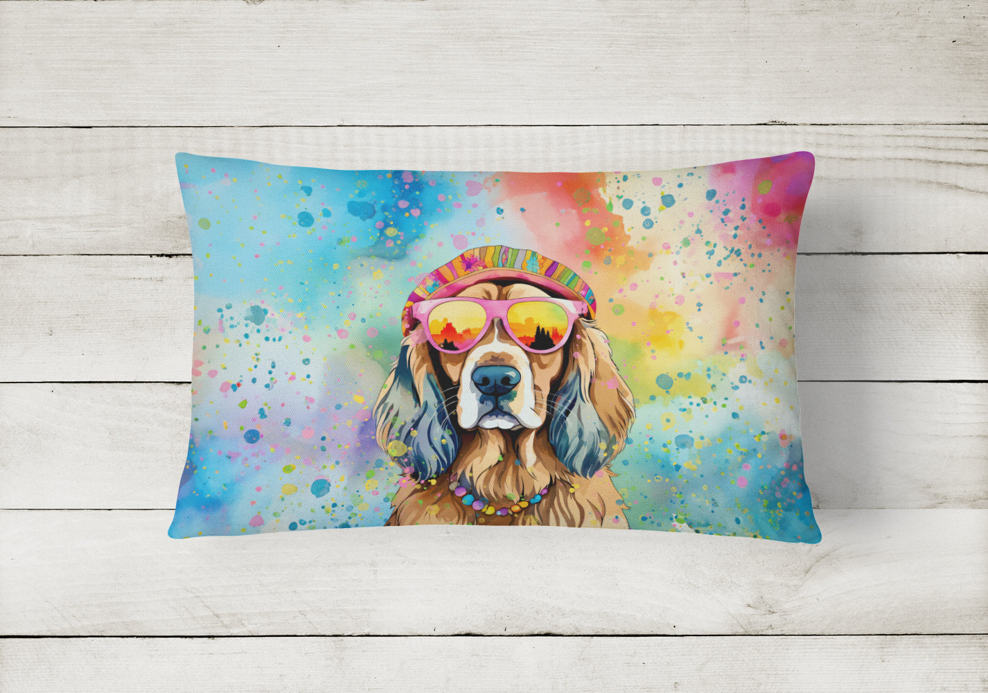 Cocker Spaniel Hippie Dawg Throw Pillow