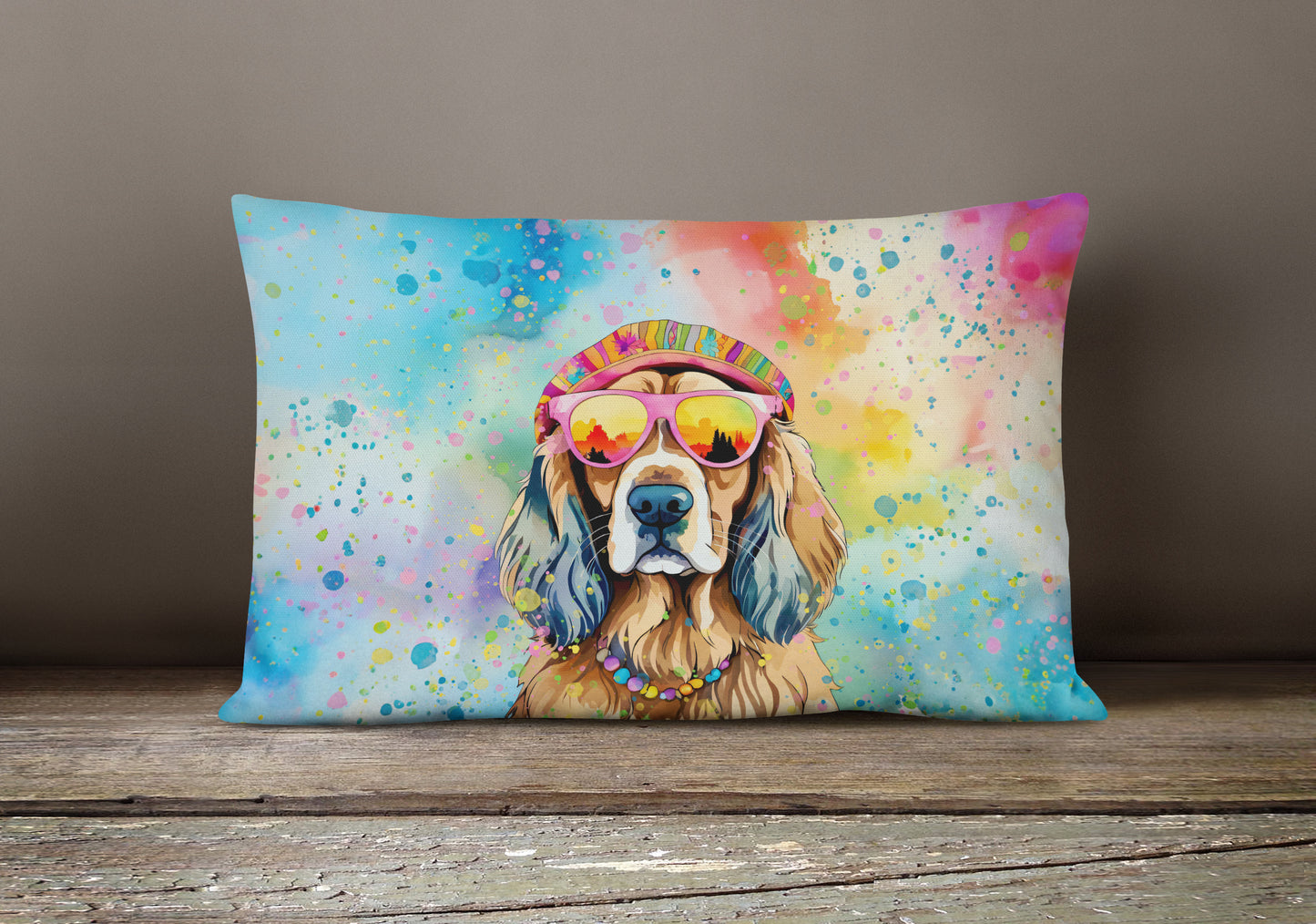 Cocker Spaniel Hippie Dawg Throw Pillow