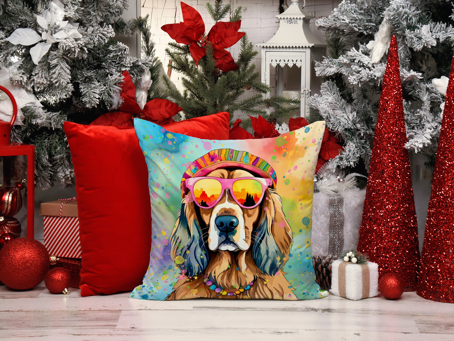 Cocker Spaniel Hippie Dawg Throw Pillow