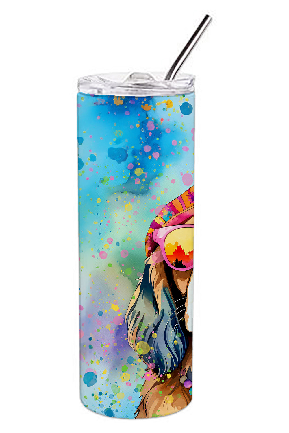 Cocker Spaniel Hippie Dawg Stainless Steel Skinny Tumbler