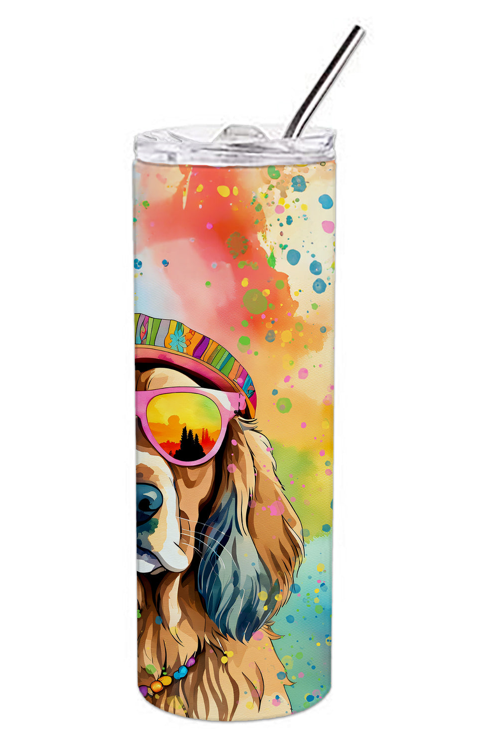 Cocker Spaniel Hippie Dawg Stainless Steel Skinny Tumbler