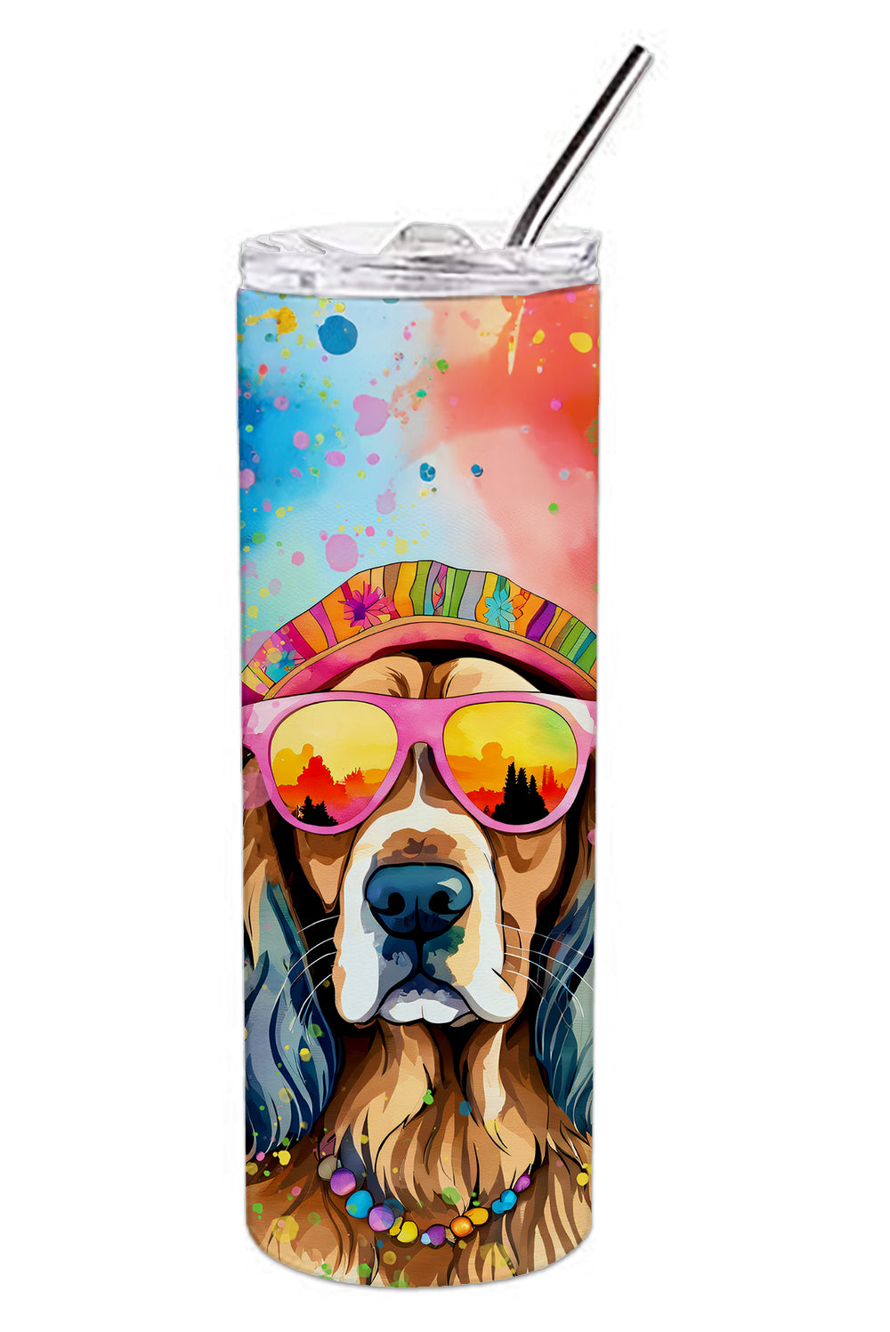 Cocker Spaniel Hippie Dawg Stainless Steel Skinny Tumbler