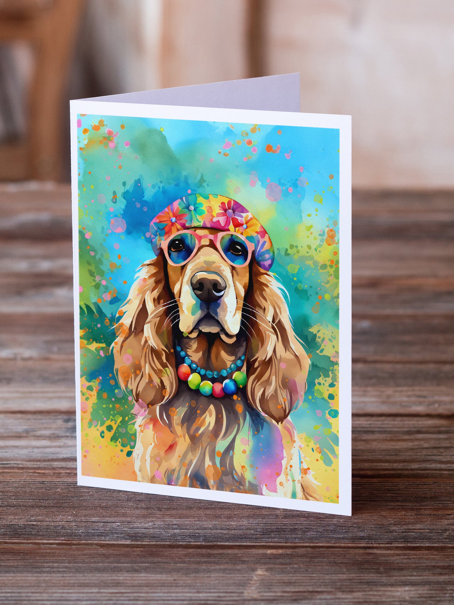 Cocker Spaniel Hippie Dawg Greeting Cards Pack of 8