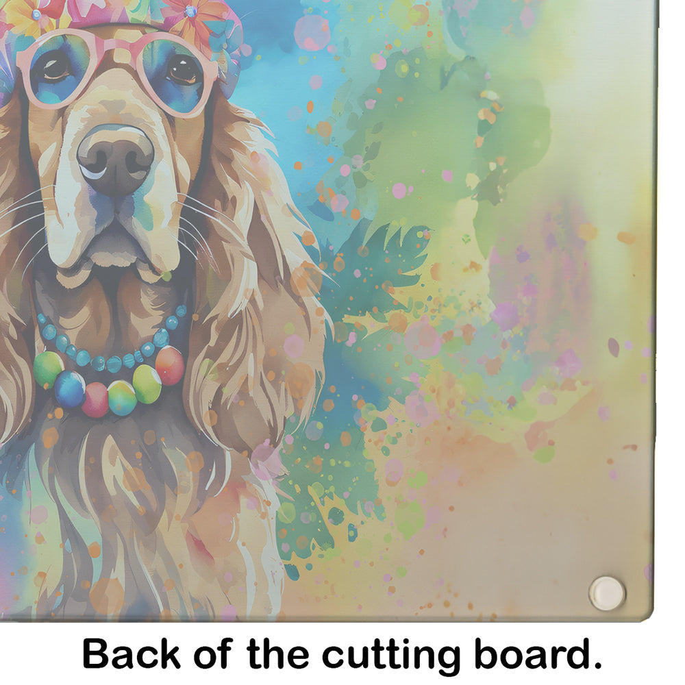 Cocker Spaniel Hippie Dawg Glass Cutting Board