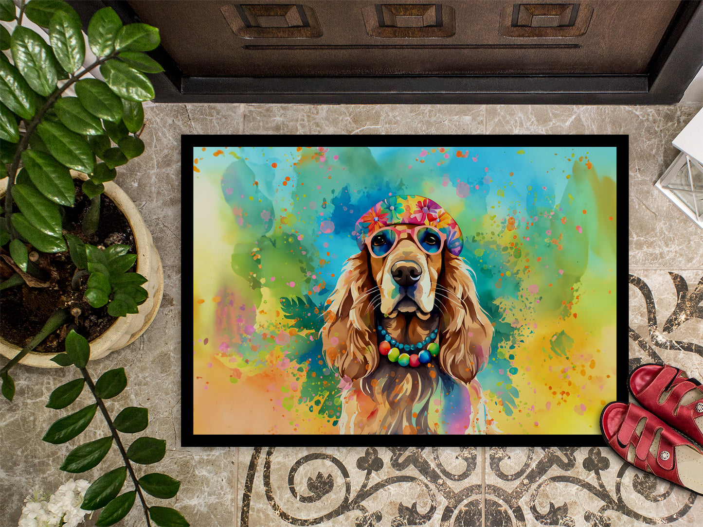 Cocker Spaniel Hippie Dawg Doormat