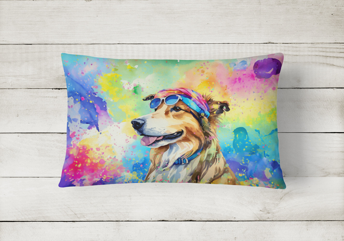 Collie Hippie Dawg Throw Pillow